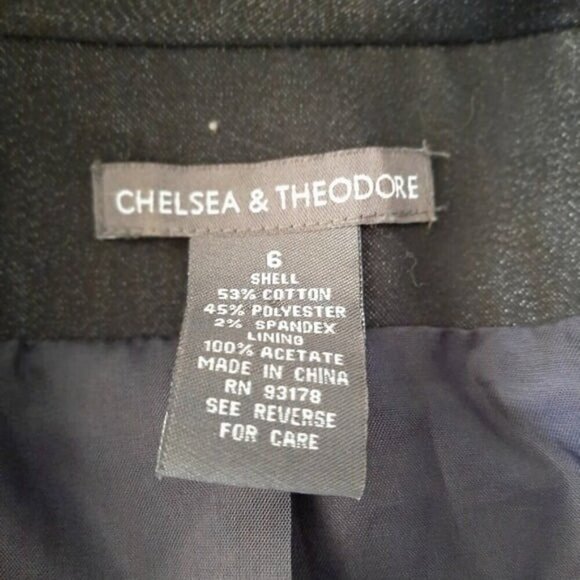 Chelsea & Theodore Black Snap Button Blazer Collared Size 6 Office Wear Preppy - Picture 7 of 7
